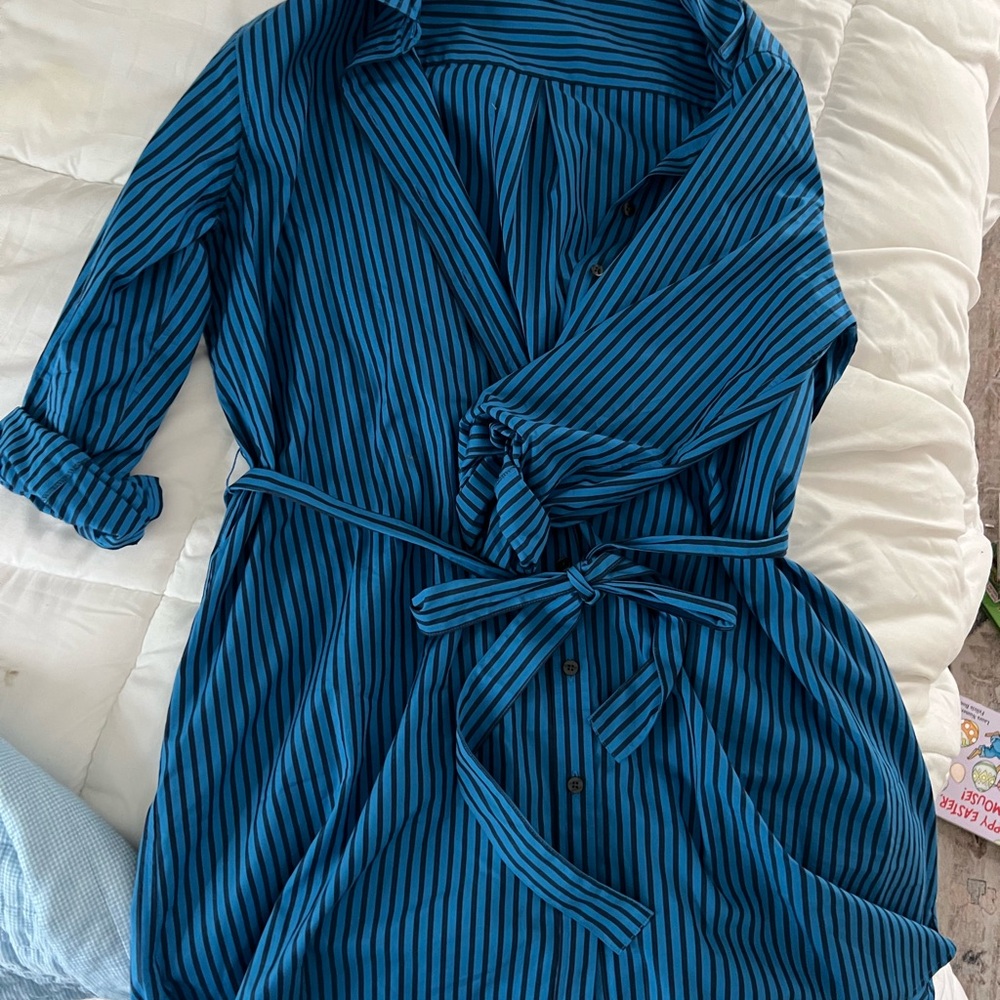 Draper James Teal and Navy Striped Dress